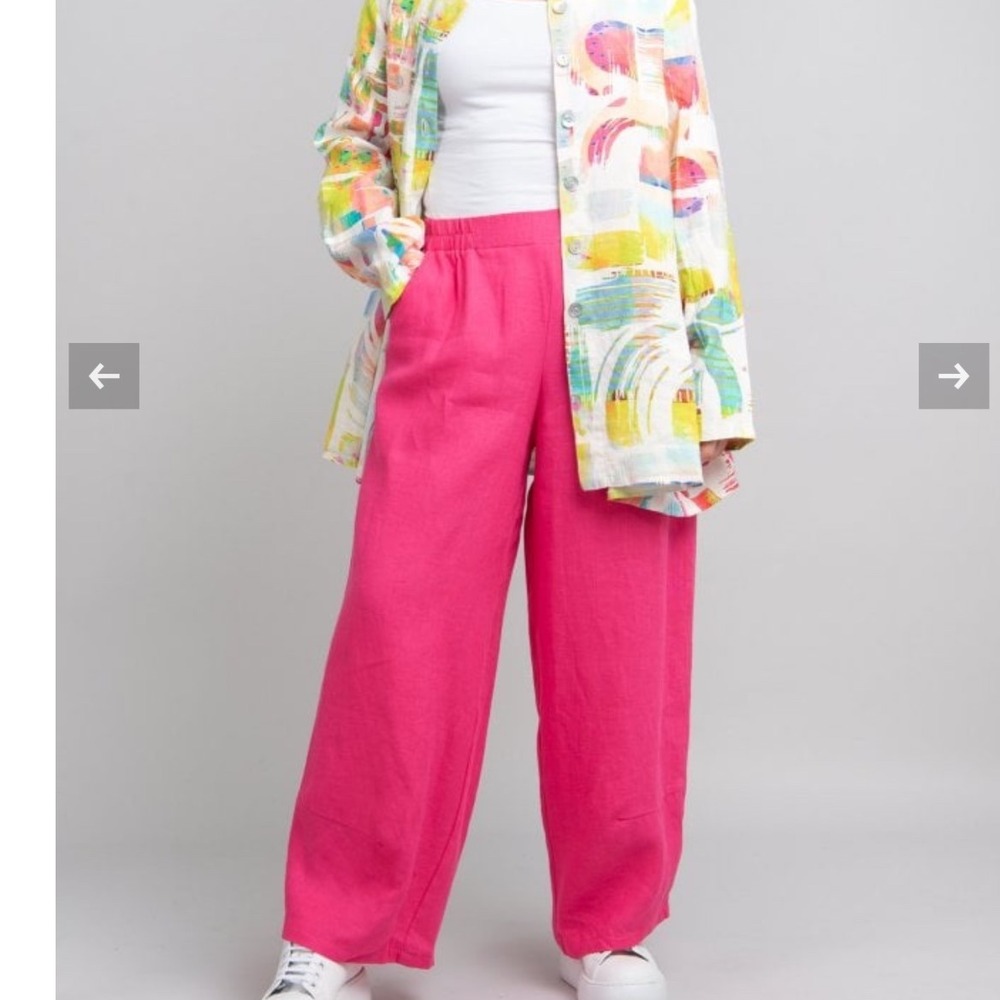 Luukaa Pink Linen‎ Trousers 16